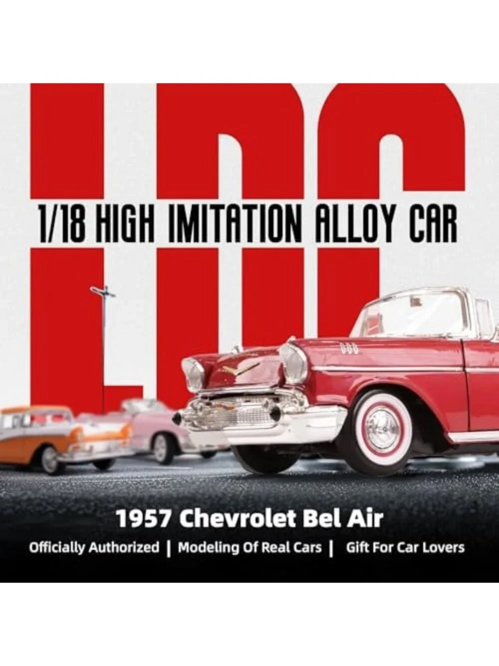 Classic 1957 Convertible Diecast Model - Working Doors & Hood, Alloy Car Gift
